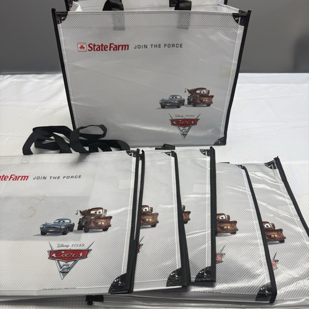 6 Disney Pixar Cars Movie State Farm Join The Force 2011 Tote Grocery Bags 2011*